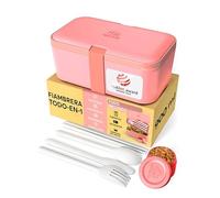 Umami Lonchera Bento, todo en uno, caja bento para adultos, recipientes de preparación de comidas para hombres y mujeres, Rosa Coral, 900 ml