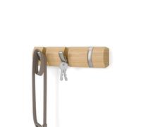 Umbra 3 estantes flotantes abatibles para pared – moderno, con ganchos retráctiles, natural