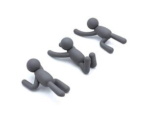 Umbra Buddy - Juego de ganchos decorativos para chaquetas, bufandas, bolsos y toallas, 3 unidades, color gris oscuro