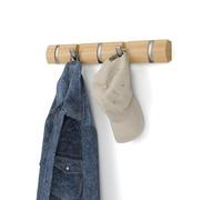 Umbra Flip perchero de pared con 5 ganchos, almacenamiento moderno y que ahorra espacio para sombreros, chamarras, bolsos, entrada, vestíbulo, armario, baño y dormitorio, natural/níquel