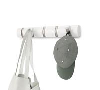 Umbra Flip Perchero de pared con 5 ganchos extraíbles, Álamo, Blanco