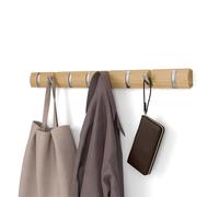 Umbra Flip Perchero de pared con 8 ganchos: almacenamiento moderno y que ahorra espacio para sombreros, chaquetas, bolsos, entrada, vestíbulo, armario, baño y dormitorio, natural/níquel