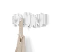 Umbra Perchero de pared Sticks con 5 clavijas retráctiles y gancho de riel – Blanco