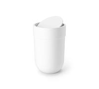 Umbra Touch Cubo de Basura con Tapa, 6 L, Blanco | Acabado mate, diseño compacto, para oficina o cocina, fácil de limpiar, fabricado con plástico reciclado