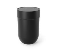 Umbra Touch Cubo de Basura con Tapa, 6 L, Negro | Acabado mate, diseño compacto, para oficina o cocina, fácil de limpiar, fabricado con plástico reciclado