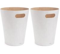 Umbra Woodrow Cesto de basura, con capacidad de 7.5 l, Blanco/Natural (Paquete de 2)