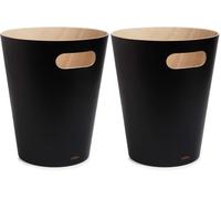Umbra Woodrow Cesto de basura, con capacidad, Negro/Natural, H 27,9cm, Ã˜ 22,9cm, 7.5 l (Paquete de 2)