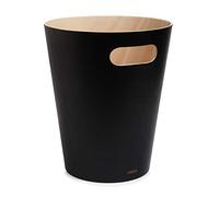 Umbra Woodrow cesto de basura moderno de madera de 7,5 litros o contenedor para basura o reciclaje, ideal para el hogar o la oficina, negro/natural