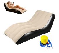 Umllpet Sofá hinchable, 155 x 86 x 67 cm, sillón hinchable con bomba de aire, sofá hinchable portátil con superficie flocada para salón, jardín, camping y exterior (caqui)