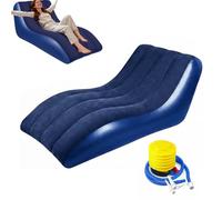 Umllpet Sofá hinchable, 155 x 86 x 67 cm, sillón hinchable con bomba de aire, sofá hinchable portátil con superficie flocada para salón, jardín, camping y exterior (azul)
