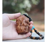 Un lectura entre Buda y magia, tallado en madera maciza natural para hombres, juego de disco portátil, pieza de mano, colgante de coche, figuritas A