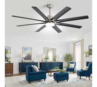 Un ventilador grande de 7 mm, con un ventilador de 8 aspas, una lámpara con modulador de luz controlado remotamente y un sistema de accionamiento directo de 6 etapas