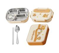 Ungtyb Juego de cajas para niños - Contenedor del compartimiento Capybara Panda | Porta bocadillos de acero inoxidable, para el almacenamiento de alimentos, picnic, escuela, camping, al aire libre, r