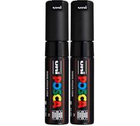 Uni-Ball 182699- Marcador POSCA con punta de cuña ancha, PC-8K, negro, 1 unidad (Paquete de 2)