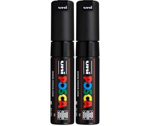 Uni-Ball 182699- Marcador POSCA con punta de cuña ancha, PC-8K, negro, 1 unidad (Paquete de 2)