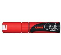 Uni-Ball - Marcador de tiza líquida Chalk PWE-8K - Punta cuña 8 mm - Rojo (Set de 6)