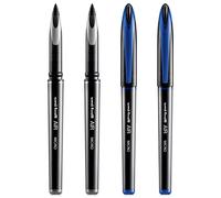 Uni-Ball AIR Micro - Bola de rodillo fina de 0,5 mm, paquete de 4, tinta negra y azul - UBA-188-M