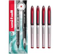 uni-ball AIR UBA-188-L - Bolígrafos de Punta Redonda Mediana de 0,7 mm, Escritura Rápida, Paquete de 4, Tinta Roja, en Caja de Regalo
