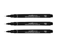 Uni-Ball Alfiler Dibujo Bolígrafo Fineliner Ultra Línea Fina Rotulador 0.1mm Tinta Negra Paquete de 3] - Negro, 3