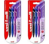 Uni-Ball - Bolígrafos de colores Jetstream SXN-150C retráctiles de 0,7 mm, paquete doble con 2 unidades en negro, azul y morado (6 bolígrafos)