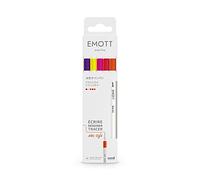 uni-ball Emott Uni Mitsubishi Pencil Passion Colors - Paquete de 5 rotuladores, para escribir, dibujar y trazar con estilo, punta fina, 0,4 mm, rojo, rosa fucsia, rosa, amarillo limón, naranja oscuro