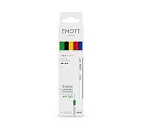 uni-ball Emott Uni Mitsubishi Pencil Vivid Colors - Paquete de 5 rotuladores - Para escribir, dibujar y trazar con estilo, punta fina, 0,4 mm, azul, amarillo, rojo, verde, negro