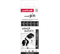 uni-ball Estuche PIN de 5 piezas de marcadores calibrados 0,05 a 1,2 mm color negro SET MANGA SHONEN