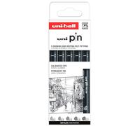 Mitsubishi Pencil Estuche de marcadores PIN SET CLÁSICO II 5 piezas 0,2–1,0 mm negro