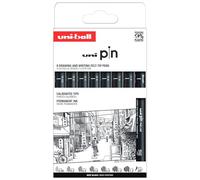 Uni-ball Estuche PIN Set Clásico II - 8 marcadores calibrados 0,05-1,2 mm negro