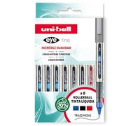Uni-ball Estuche Rollers tinta líquida UB-157 colores básicos 8 uds