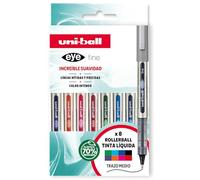 Uni-ball Estuche Rollers tinta líquida UB-157 colores surtidos 8 uds