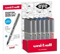 UNI-BALL Expositor de 36 Bolígrafos Eye Fine 0,7 UB-157E (Negro, Azul, Rojo)