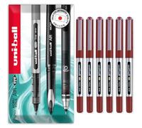 uni-ball Eye Micro UB-150E - Bolígrafo de tinta de gel, 0,5 mm, paquete de 6 unidades, tinta roja, en paquete de regalo