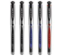 Uni-Ball Gel Impact - Bolígrafos de punta redonda (1 mm, 5 unidades), color negro, azul y rojo
