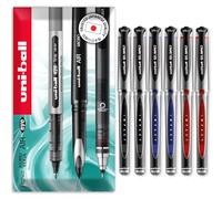 uni-ball Gel Impact Broad UM-153S - Bolígrafos de punta redonda de 1,0 mm, tinta negra, azul y roja, paquete de 6 unidades, en caja de regalo