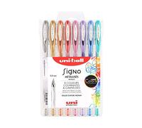 Uni-ball Mitsubishi Pencil - 8 bolígrafos de tinta de gel Signo - Colores metálicos - Punta 0,8 mm - Escritura media - Patines creativos para tarjetas y ocio creativo