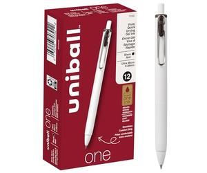 uni-ball One - Bolígrafos de gel retráctiles, punta ultra micro (0.38 mm), tinta negra, 12 unidades