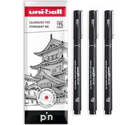 Uni-ball PIN Fineliner, lápices de escritura negros con punta fina, tinta resistente al agua y a la luz, ideal para bocetos, scrapbooking, contornos, arte, dibujo técnico, en caja de regalo (3