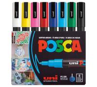 Uni-Ball POSCA PC-3M/8C - Estuche 8u - Marcador No Permanente Punta Fina 0.9mm-1.3mm Colores Surtidos