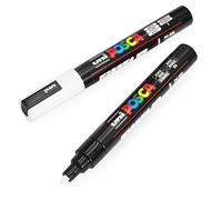 Uni-Ball POSCA PC-5M - Rotuladores de pintura (1,8 - 2,5 mm), color blanco y negro, 2 unidades