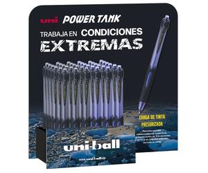 UNI-BALL Power Tank SN-220 Expositor de 36 Unidades (18 Negro y 18 Azul)