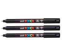 Uni-ball PX89789000 POSCA -181701 Marcador con punta calibrada (Negro 3 piezas)