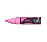 Uni-Ball - Rotulador para ventanas y tiza UNI CHALK PWE-8K rosa neón | Rotuladores fluorescentes con punta en cuña de 8 mm para ventanas, pizarras y espejos