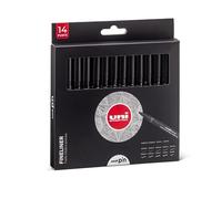 Uni Ball - Rotuladores Indelebili Punta Fine Fineliner Uni PIN, juego de 14 bolígrafos negros Micro Liner puntas surtidas, rotuladores profesionales de dibujo técnico/gráfico, Bullet Journal,