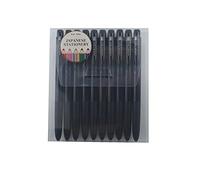 Uni-ball RT1, bolígrafo retráctil de tinta de gel, 0.28 mm, tinta negra, 10 unidades con juego original de estuche MIYABI Stationery Store (UMN-155-28 x 10)