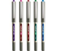 Uni-Ball UB-157 Ojos Bolígrafo Juego - Pack de 5 Retal Colores (Verde, Celeste, Rosa, Naranja, Rojo de Vino ) UB157