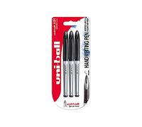 Uni-Ball UB-188-L Air - Pack de 3 bolígrafos, punta estilográfica, color negro