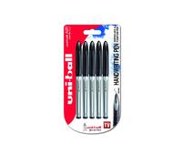 Uni-Ball UBA-188-L Air - Pack de 5 bolígrafos, punta estilográfica, color negro