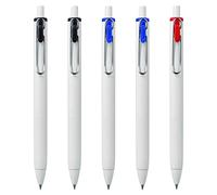 uni-ball UMN-S-05 - Bolígrafos retráctiles de tinta de gel, punta de 0,5 mm, barril blanco, negro, azul, rojo, paquete de 5