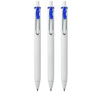 uni-ball UMN-S-05 - Bolígrafos retráctiles de tinta de gel, punta de 0,5 mm, barril blanco, tinta azul, paquete de 3
